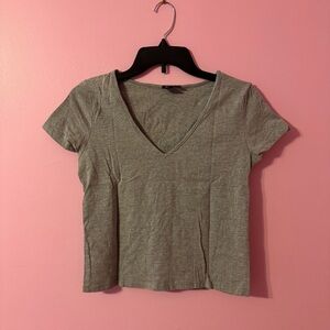 Gray Fitted Crop T-Shirt